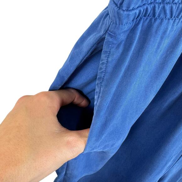 Cloth & Stone Blue Lightweight Halter Sleeveless Lyocell Jumpsuit Pockets Size M - Picture 4 of 9